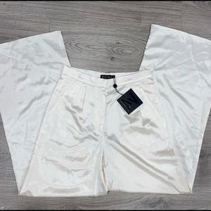 MESHKI White Satin Wide Leg Pants